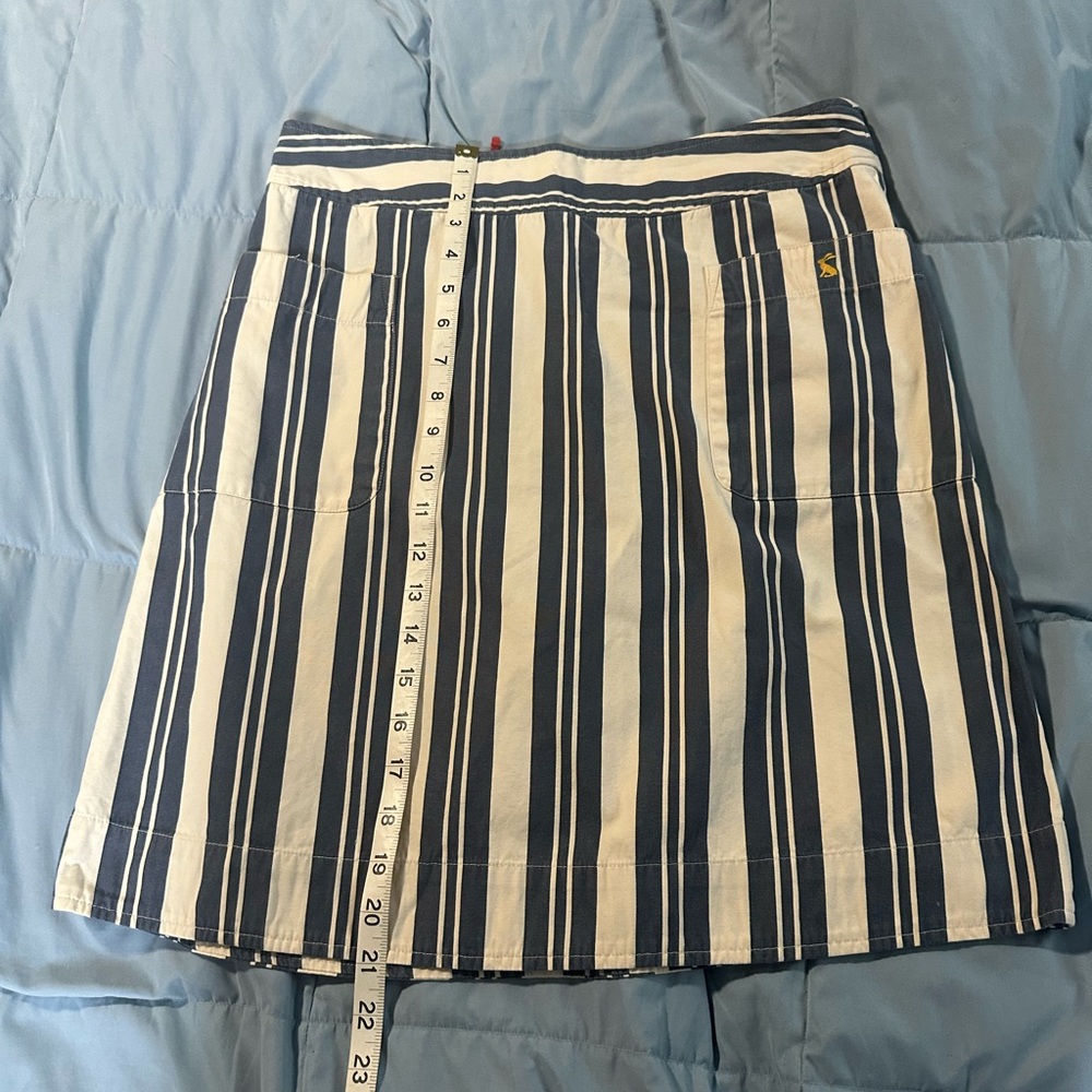 Tom Joule awning stripe blue cream skirt Size 8